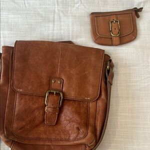 Fossil leather crossbody bag and small coin purse